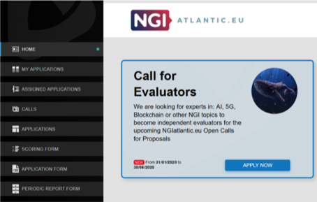 NGIatlantic.eu grants platform - the dashboard